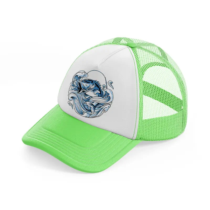 fishing artwork-lime-green-trucker-hat
