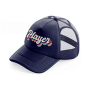 player navy blue trucker hat