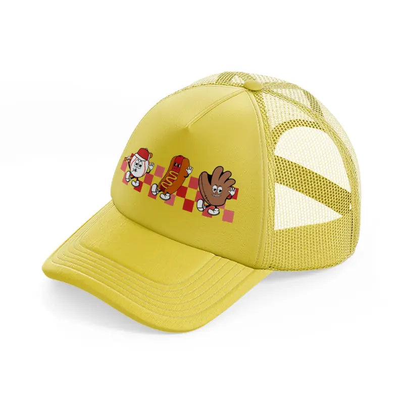 baseball cartoon characters-gold-trucker-hat