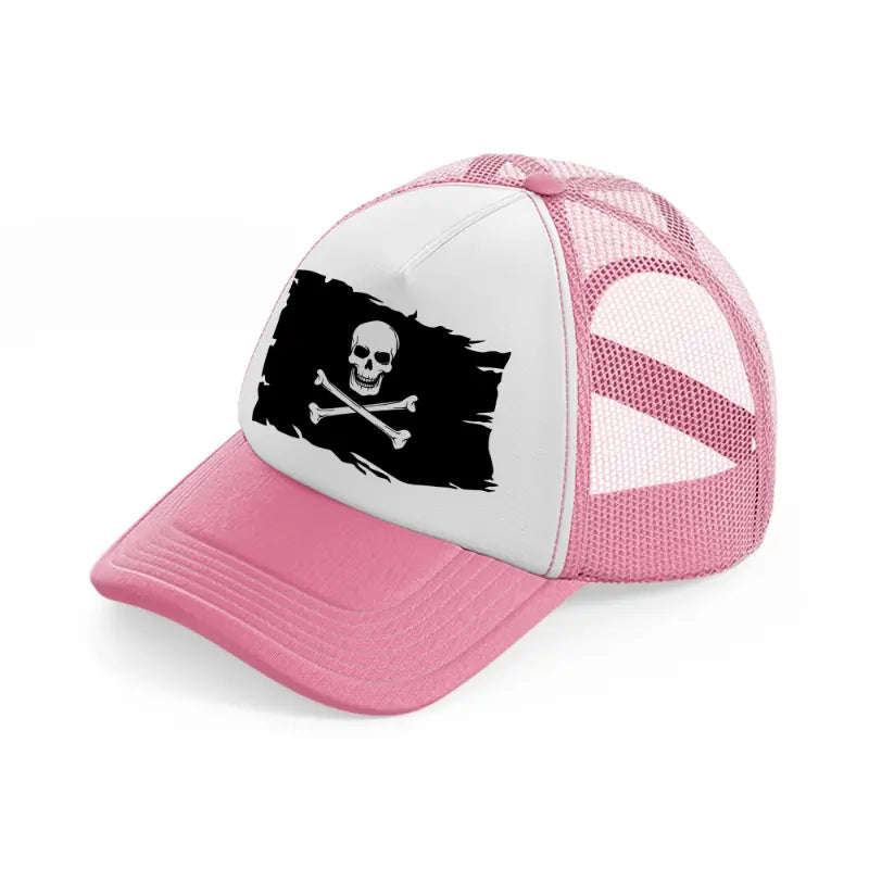 pirate flag-pink-and-white-trucker-hat