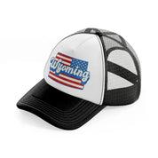 wyoming flag-black-and-white-trucker-hat