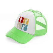 golf pose lime green trucker hat