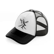 shark swords symbol black and white trucker hat