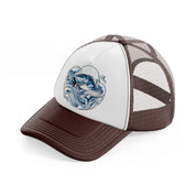 fishing artwork brown trucker hat