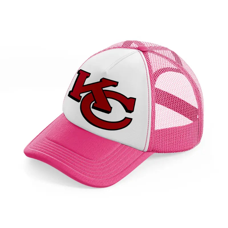 kansas city chiefs logo neon pink trucker hat