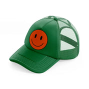 happy face red green trucker hat