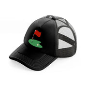 golf course with ball black trucker hat