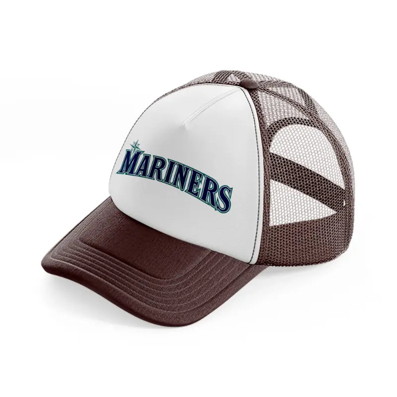 mariners emblem-brown-trucker-hat