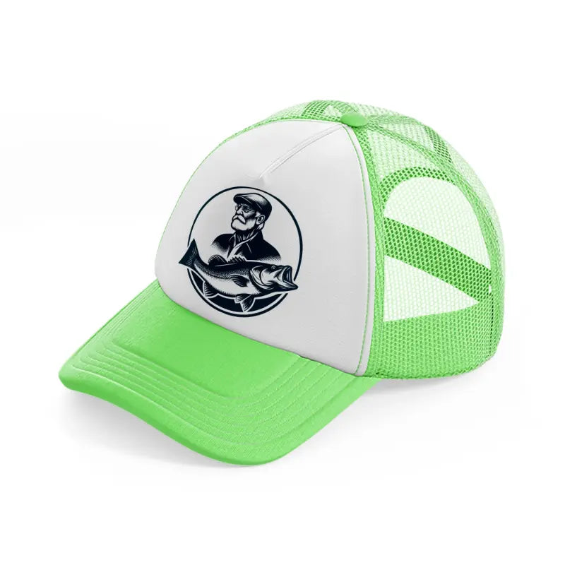 fisherman catch fish lime green trucker hat