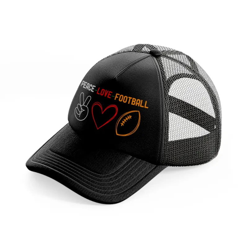 peace-love-football-black-trucker-hat