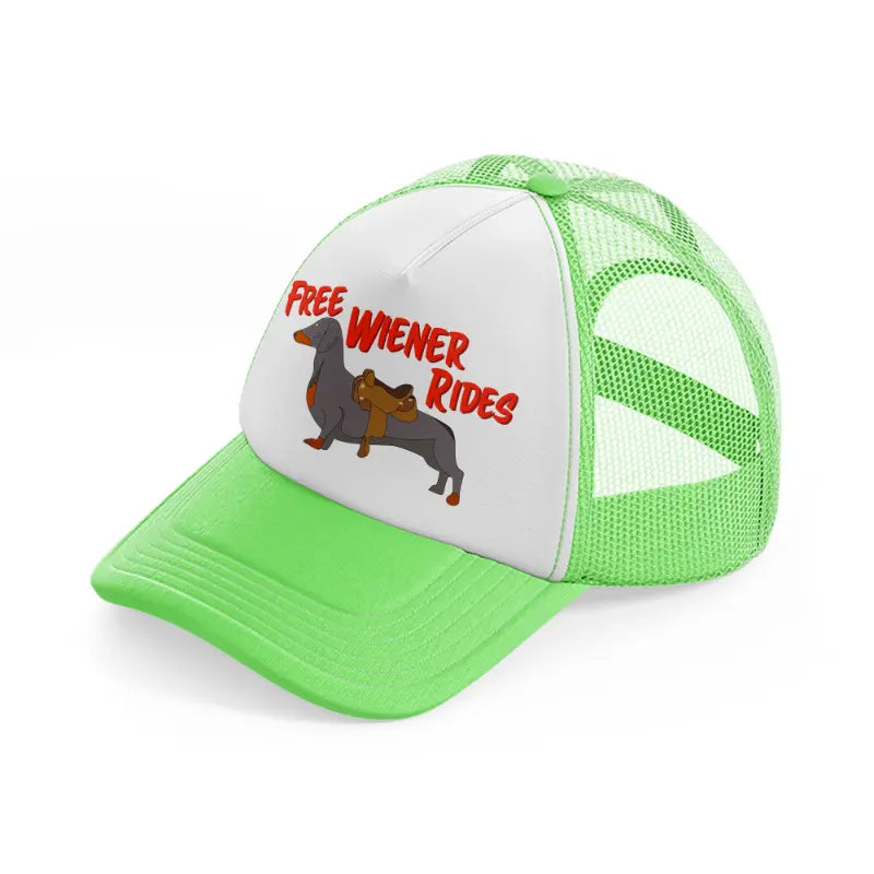 Free Wiener Rides lime-green Trucker Hat