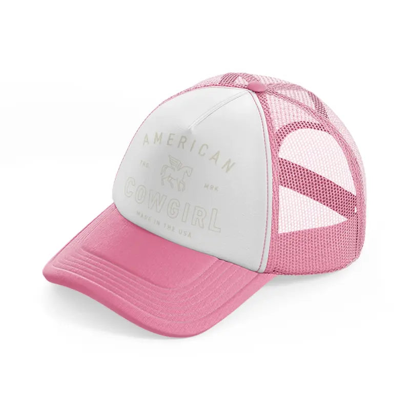 american cowgirl made in the usa-pink-and-white-trucker-hat