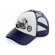 harley davidson bike navy blue and white trucker hat