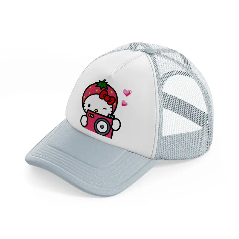 hello kitty strawberry grey trucker hat