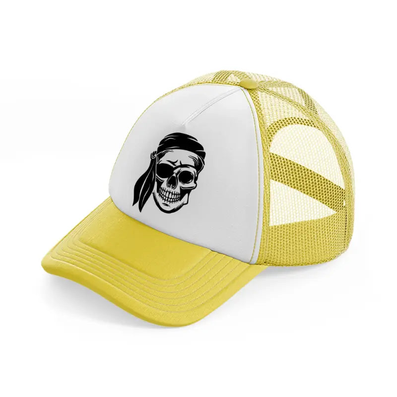 skull head pirate-yellow-trucker-hat