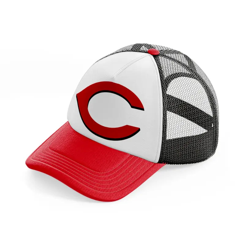 c from cincinnati red and black trucker hat