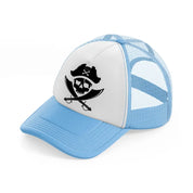 pirate skull-sky-blue-trucker-hat
