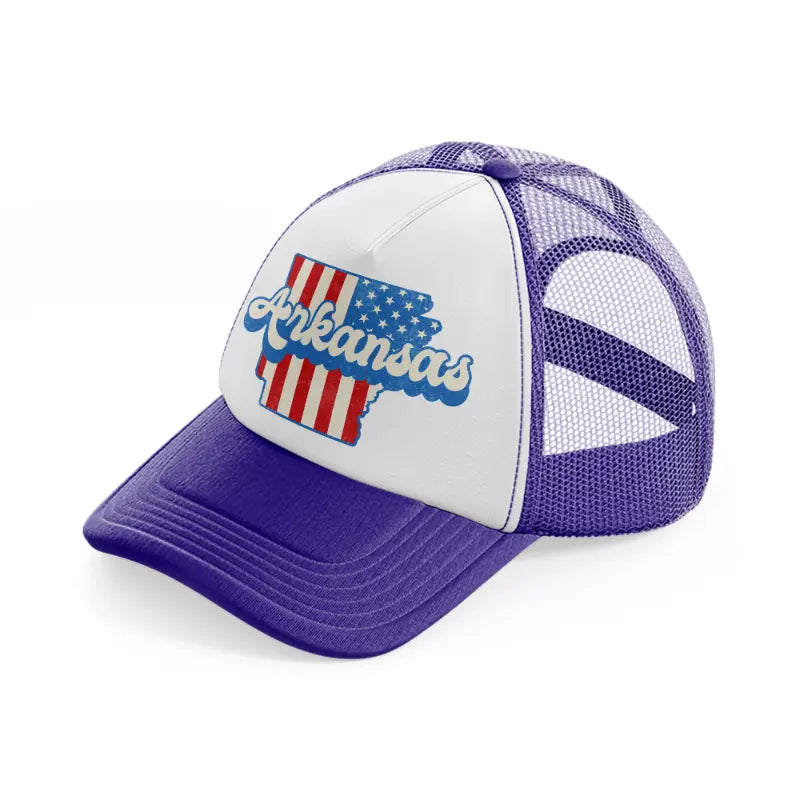 arkansas flag purple trucker hat