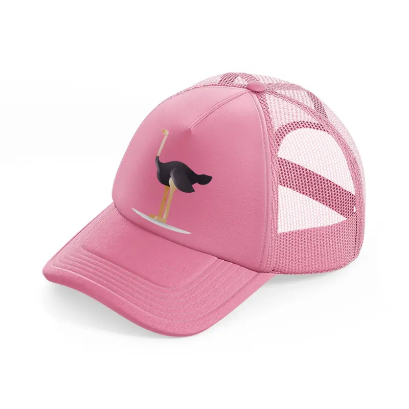 044 ostrich pink trucker hat