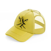 shark swords symbol-gold-trucker-hat