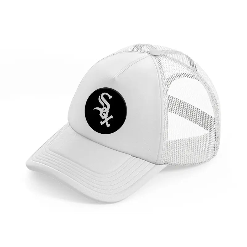 chicago white sox black badge white trucker hat