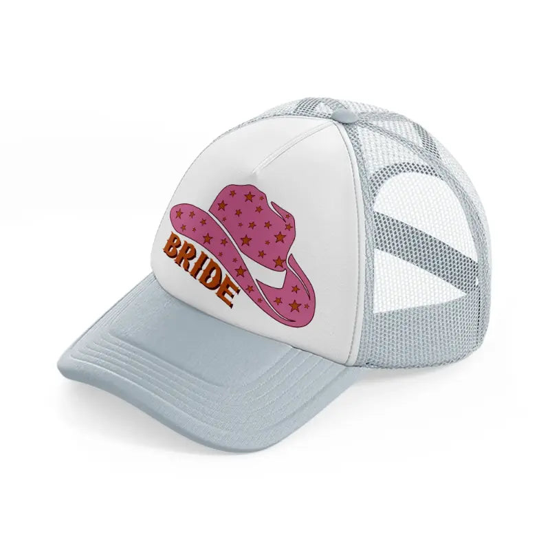 retro cowgirl hat bride-grey-trucker-hat