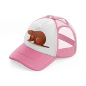 011 beaver pink and white trucker hat