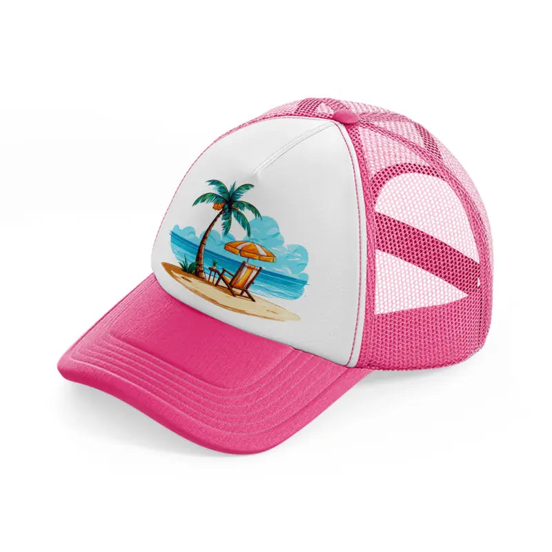 summer beach-neon-pink-trucker-hat