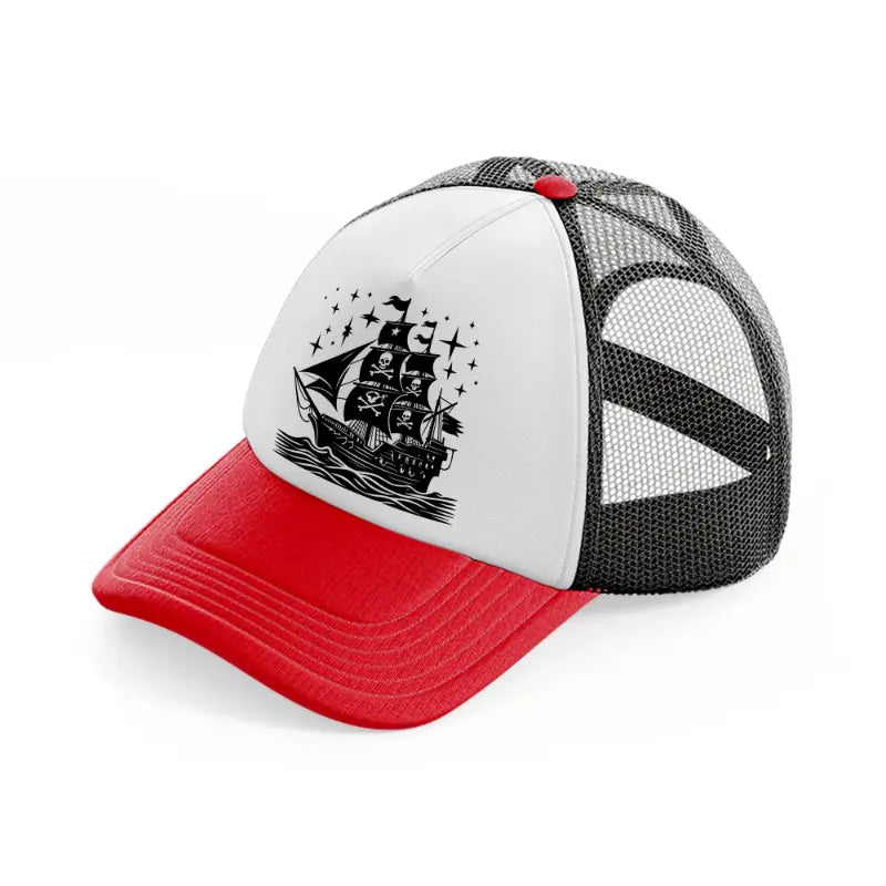 ship stars red and black trucker hat