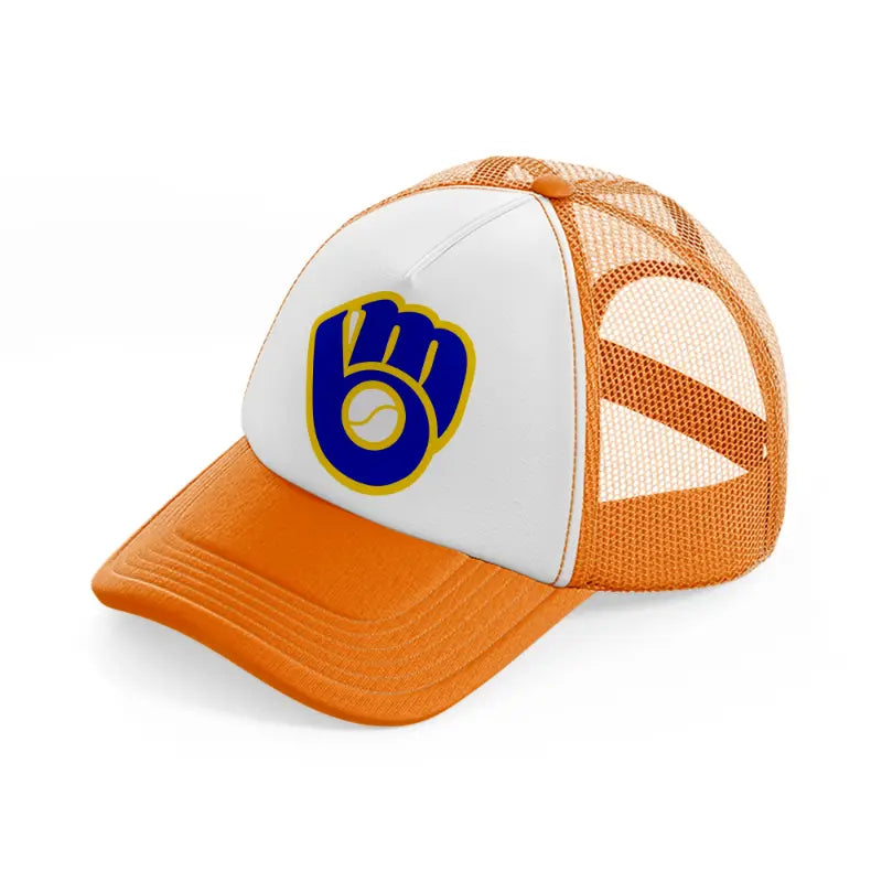 milwaukee brewers logo-orange-trucker-hat