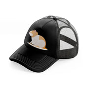 032 hamster black trucker hat