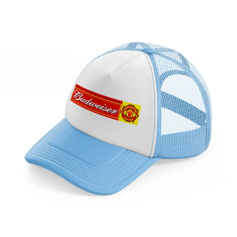 budweiser manchester united sky blue trucker hat