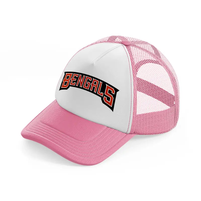 cincinnati bengals text-pink-and-white-trucker-hat