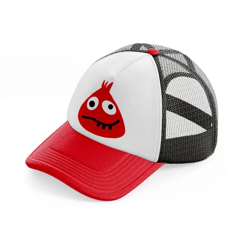 red monster red and black trucker hat