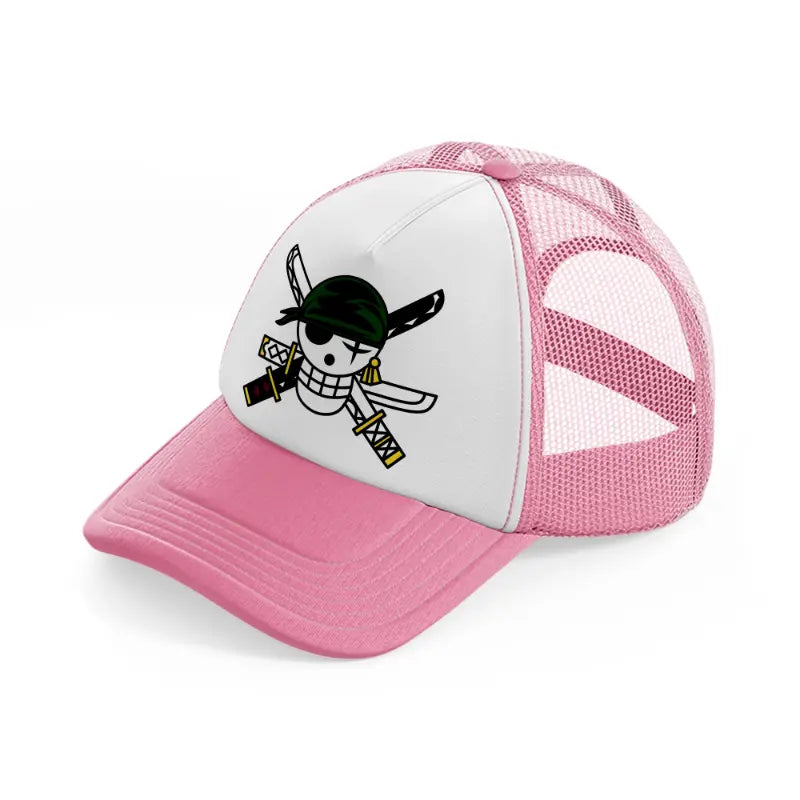 zoro logo-pink-and-white-trucker-hat