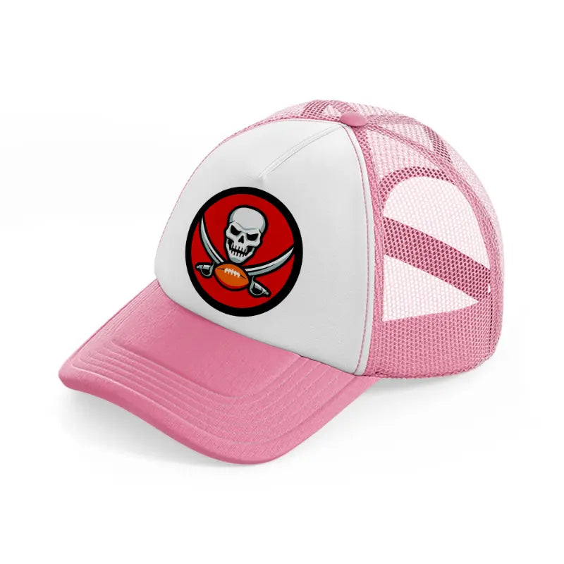 tampa bay buccaneers black badge-pink-and-white-trucker-hat