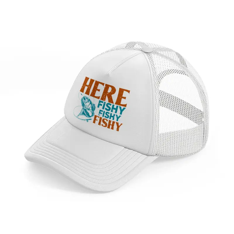 here fishy-white-trucker-hat