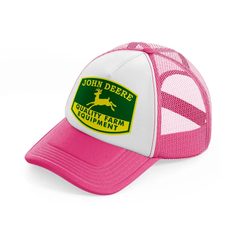 john deere quality farm equipment-neon-pink-trucker-hat