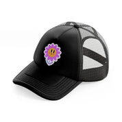 smiley flower-black-trucker-hat