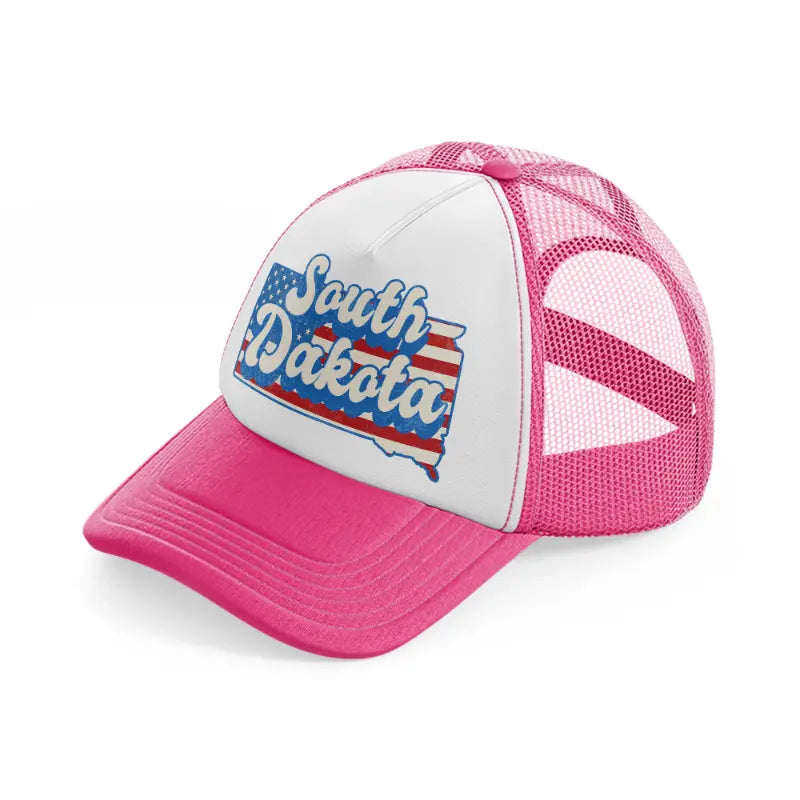 south dakota flag-neon-pink-trucker-hat