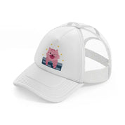 017 cat white trucker hat