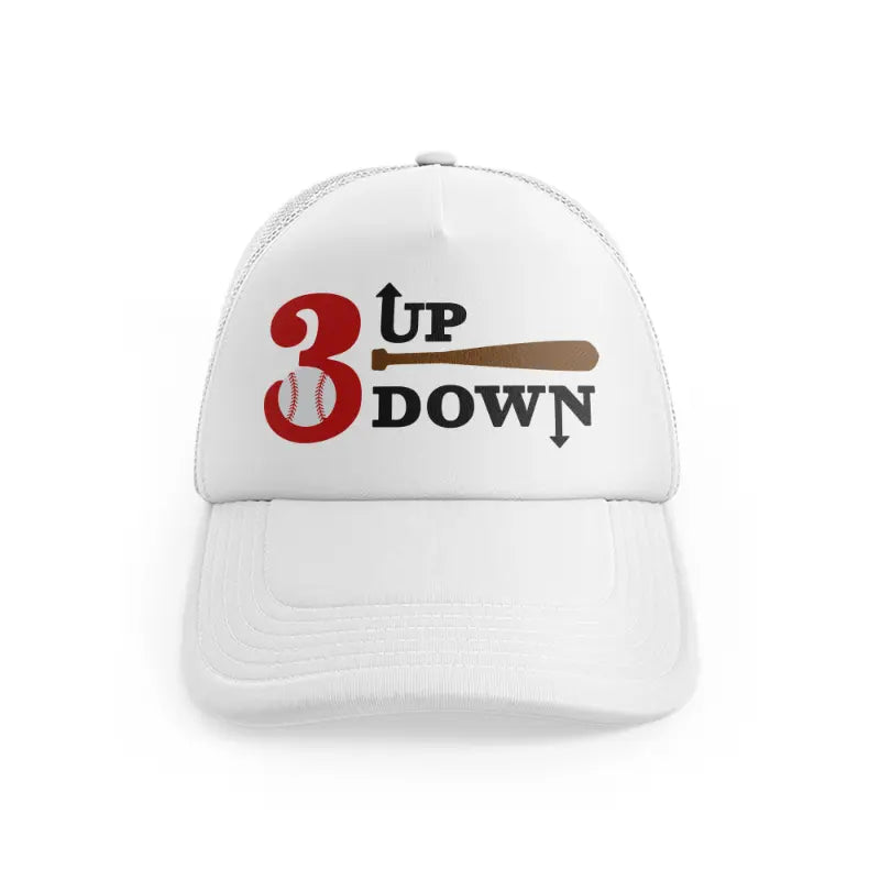 3 up down baseball-white-trucker-hat