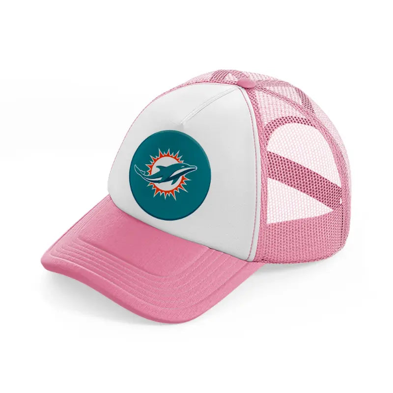 miami dolphins badge-pink-and-white-trucker-hat