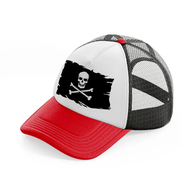 pirate flag red and black trucker hat