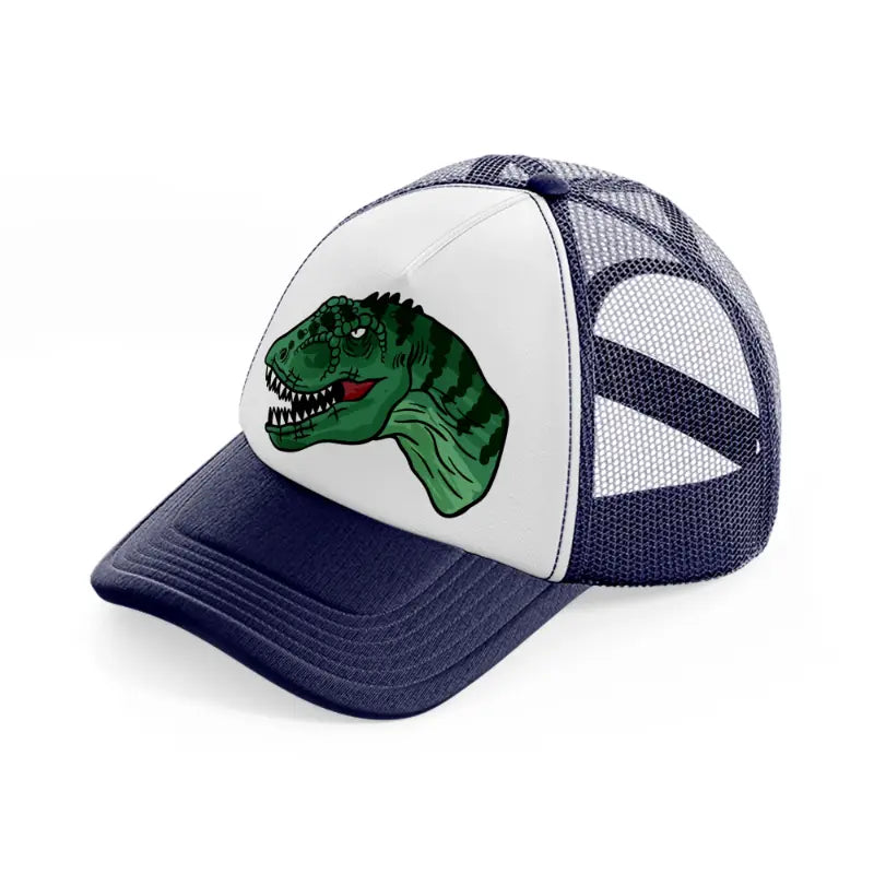 tyrannosaurus-rex-navy-blue-and-white-trucker-hat