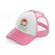 i'm not addicted to golf i'm commited-pink-and-white-trucker-hat