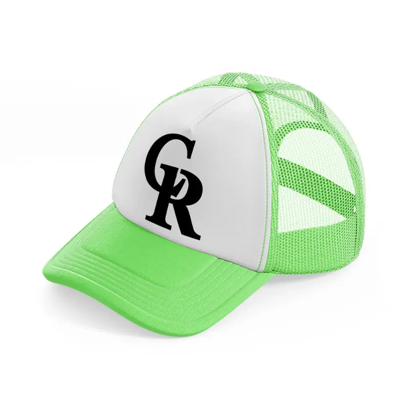 colorado rockies black and white lime green trucker hat