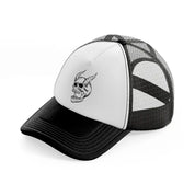 demon skull laughing black and white trucker hat