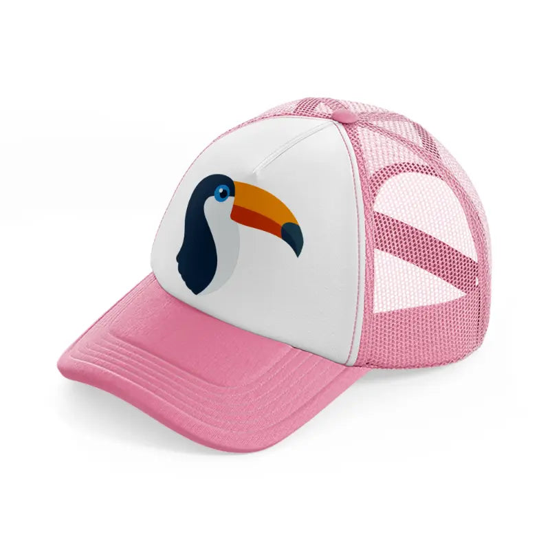 toucan pink and white trucker hat