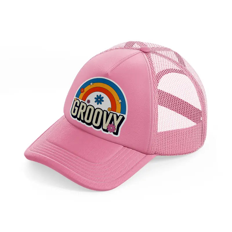 groovy rainbow-pink-trucker-hat